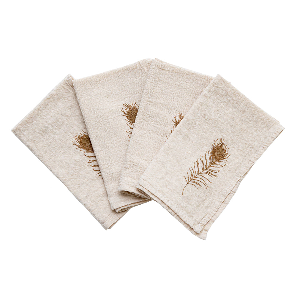 Embroidered Cotton Dinner Napkins Set of 4