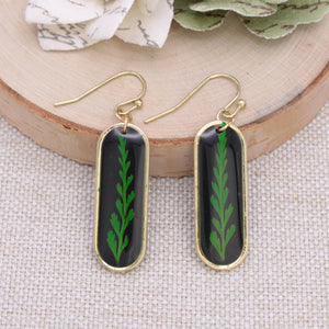 Dried Fern Dark Pendant Earrings