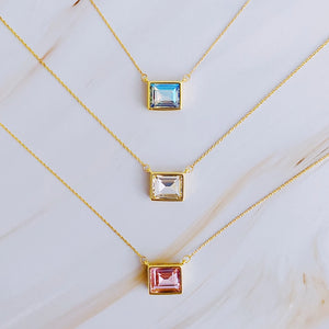 Square Crystal Pendant Necklace