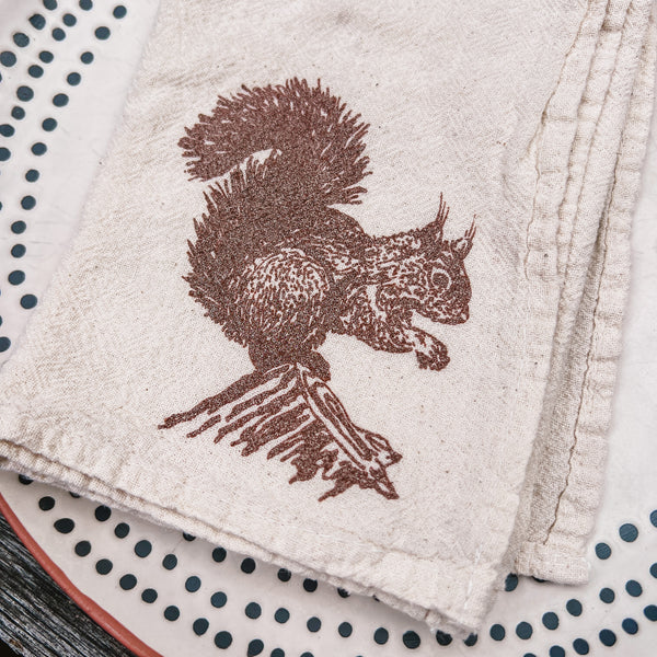 Red Squirrel Cloth Napkins - set of 4