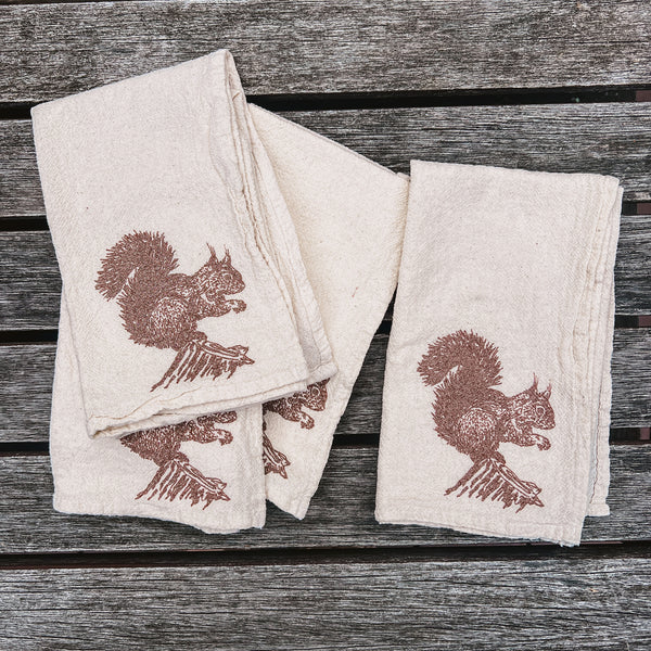 Red Squirrel Cloth Napkins - set of 4