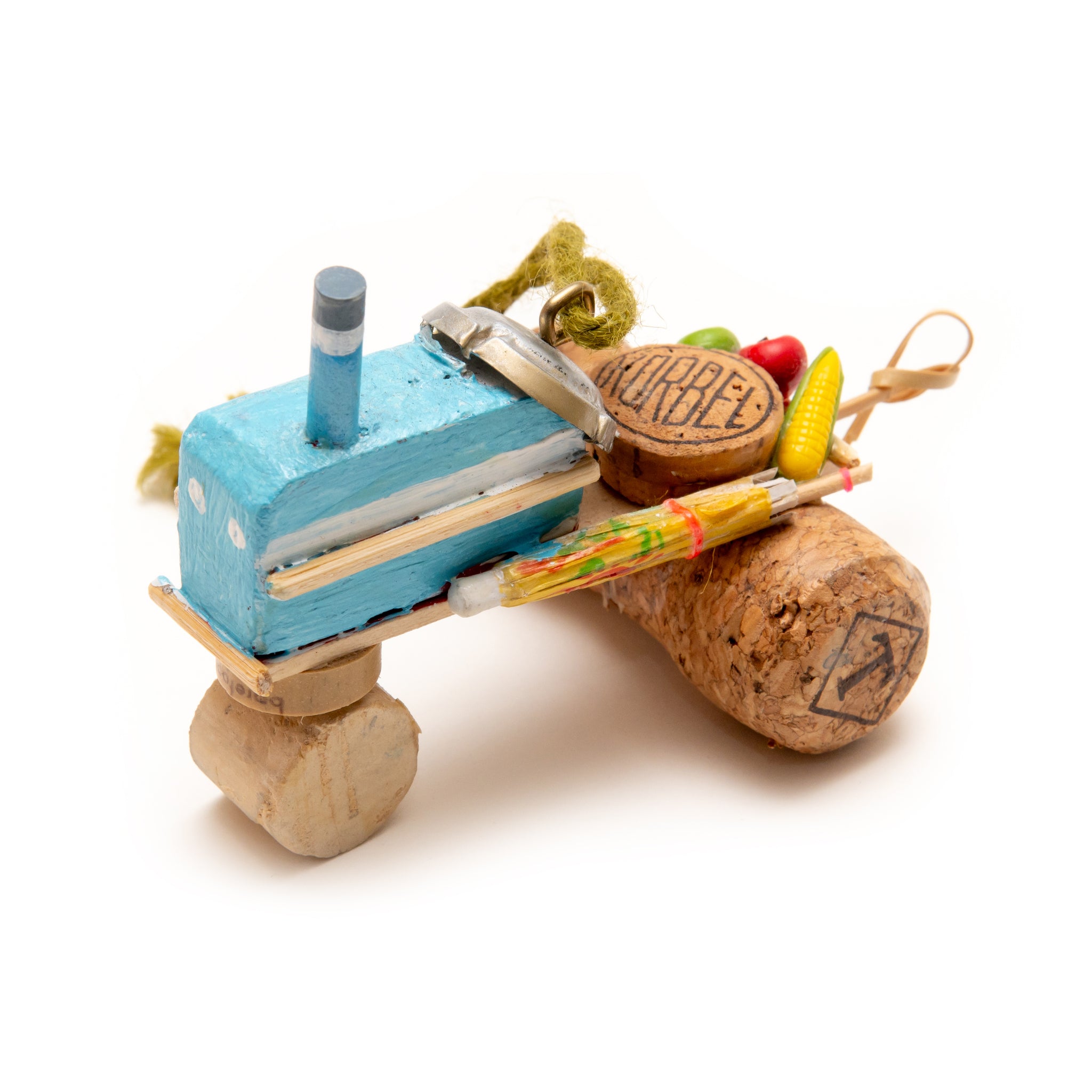 Tractor Upcycled Cork Ornament