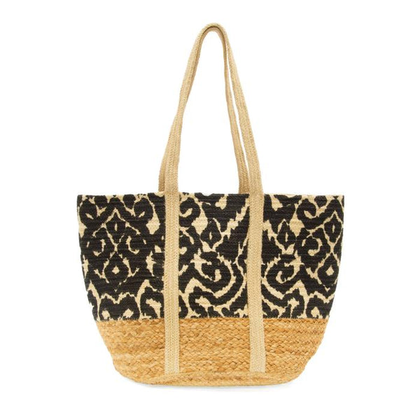 Black Geo Jute Tote