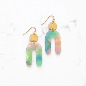 Tie Dye Arch Earrings - Blue