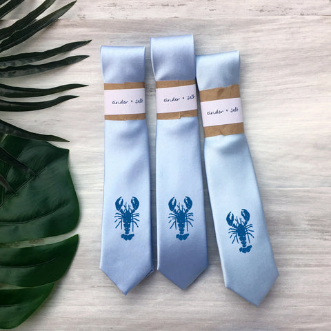 Lobster Skinny Tie - Pale Blue