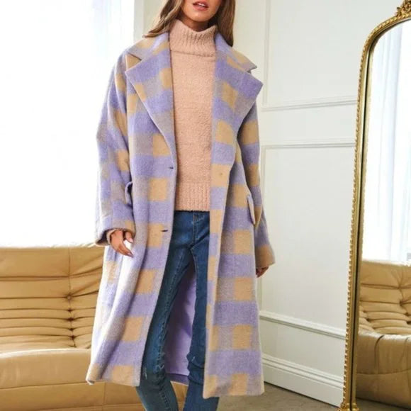 Lavender Plaid Trench Coat