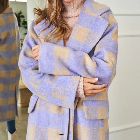 Lavender Plaid Trench Coat