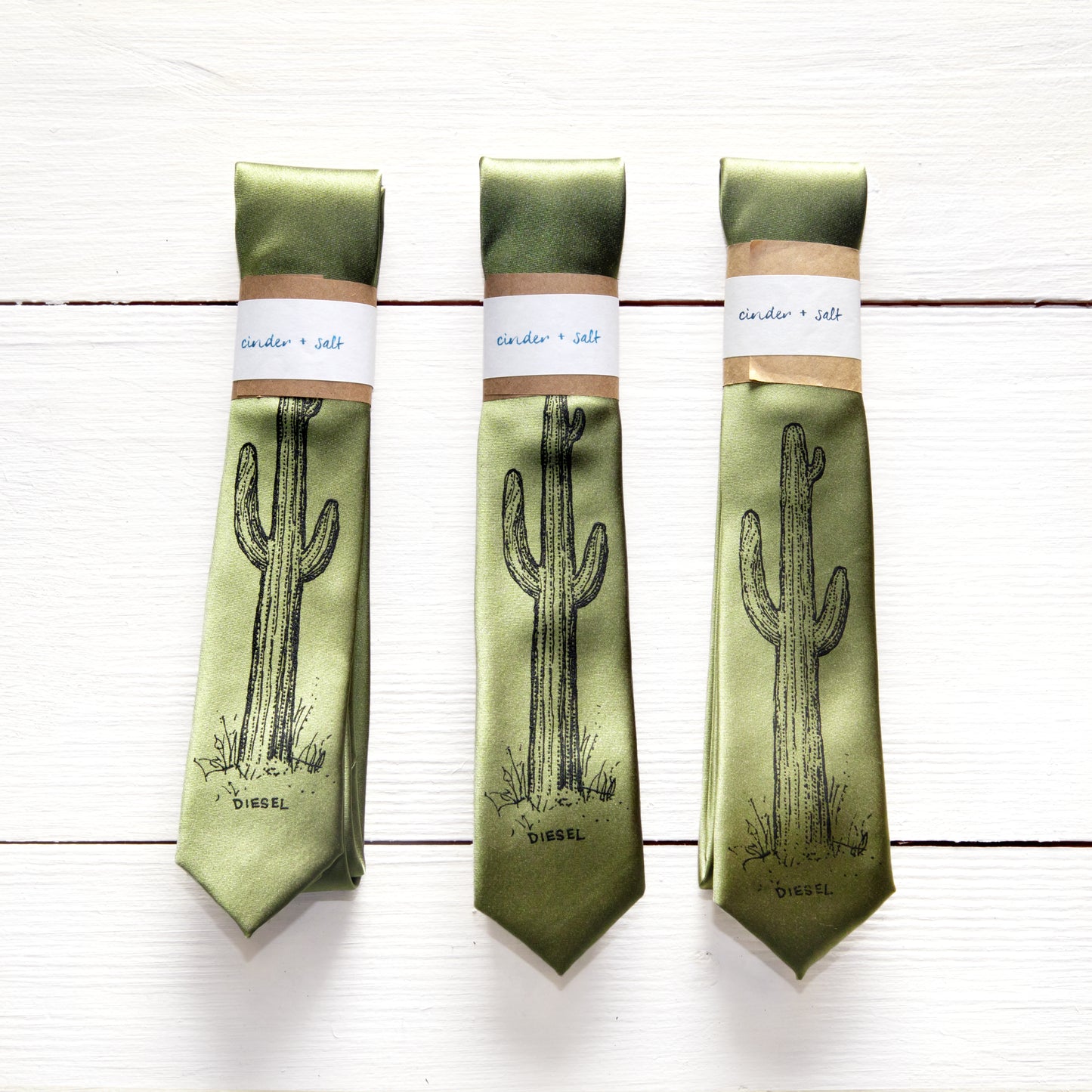 Cactus Skinny Tie - Olive Green